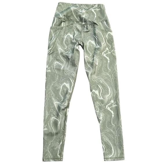 EARTH YOGA Green Marble Athletic Legging W/Pockets Size M - Picture 2 of 8